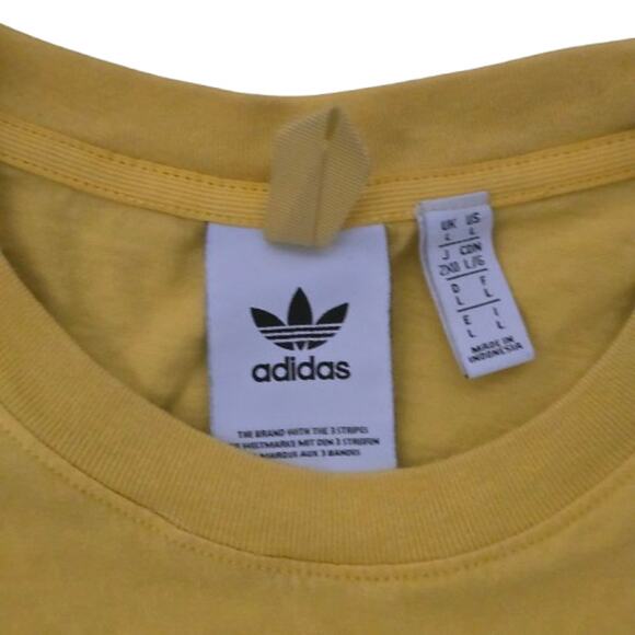 Adidas Adventure Floral Logo Tee Yellow | Men's Size L - Picture 2 of 3